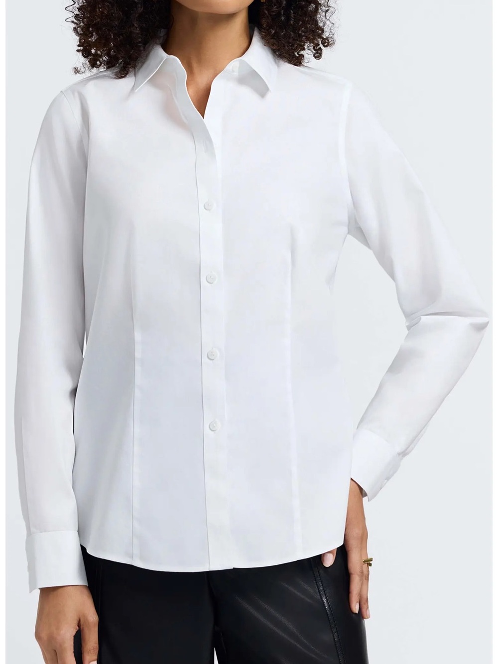 Foxcroft cotton poly women’s white long-sleeve button-up dress shirt sz 6p